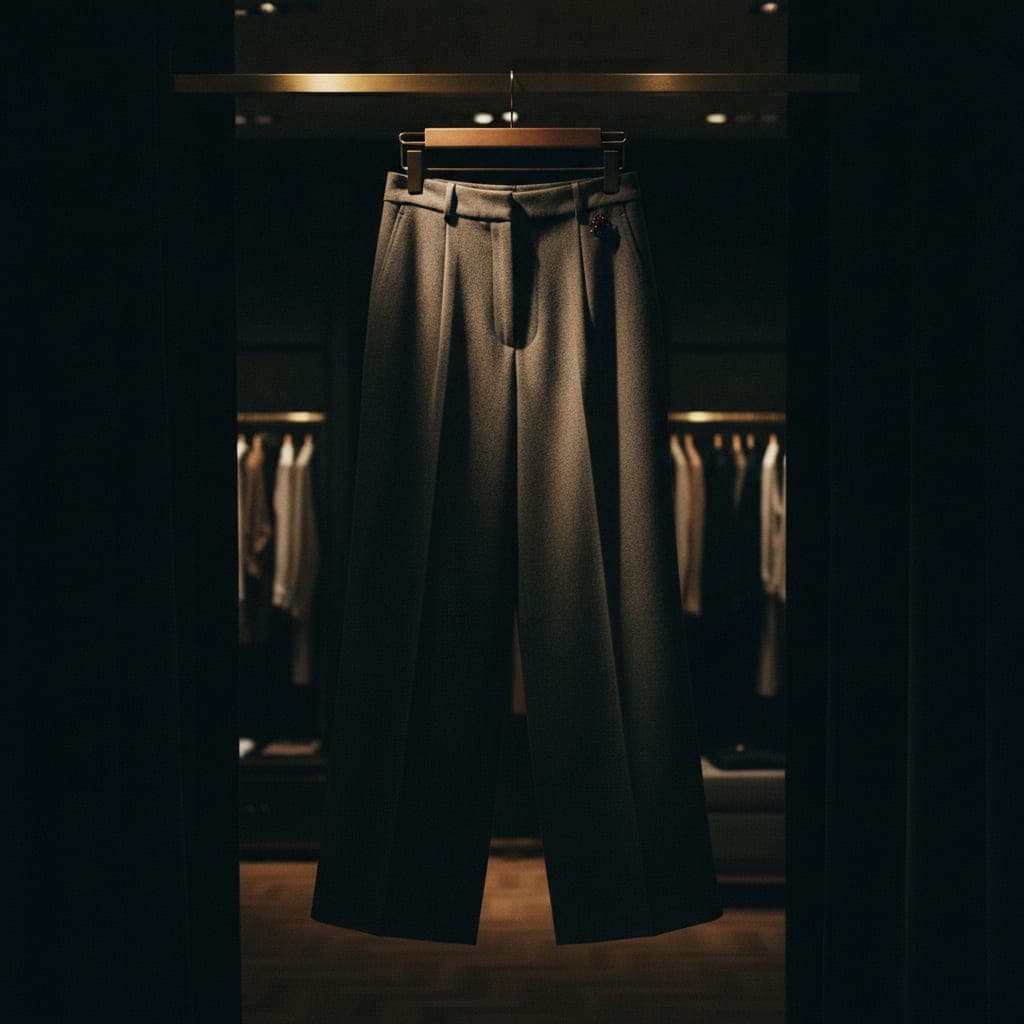 Marlenehose, Schurwolle, hohe Taille — einmal da