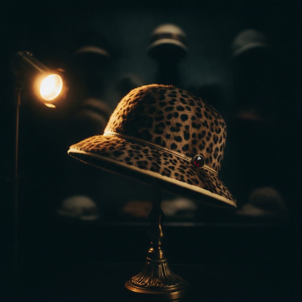 Pelzhut, Leopardenmuster, Cloche-Form — einmal da