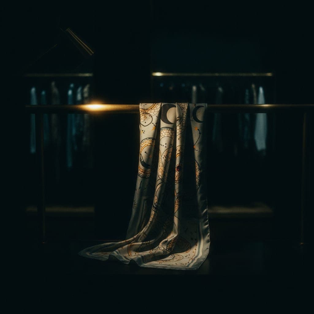 Seidentuch, 90 × 90, Rollsaum von Hand — einmal da